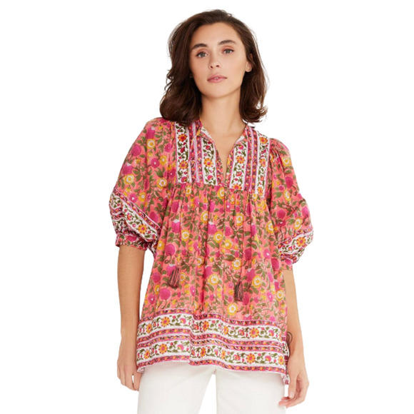 Tuckernuck Tops - Tuckernuck Mille Thalia Top Passionfruit Billow Cotton Boho Blouse Shirt XXS